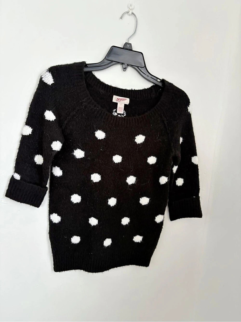 Polka Dot Sweater in Black & White | Size Small